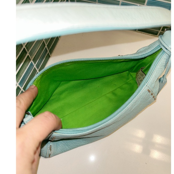 Baby Blue Leather Baguette Shoulder Bag By SIGRID OLSEN Y2K Style Shoulder Bag - Picture 10 of 15